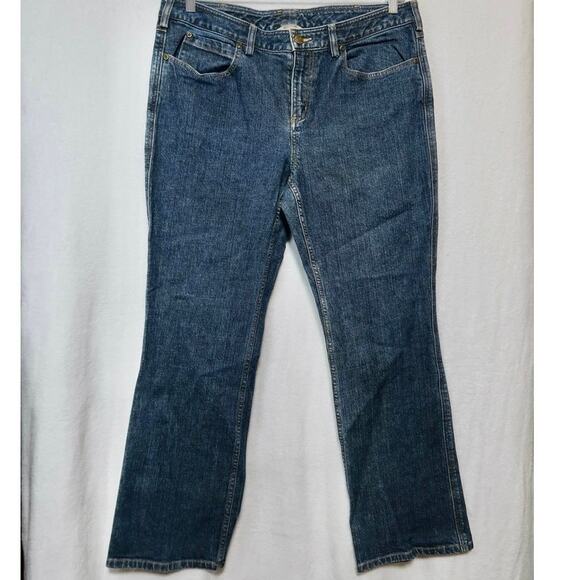 Duluth Trading Co Denim Boot Cut Jeans Women 16x31 Medium Wash Low Rise - Picture 1 of 3